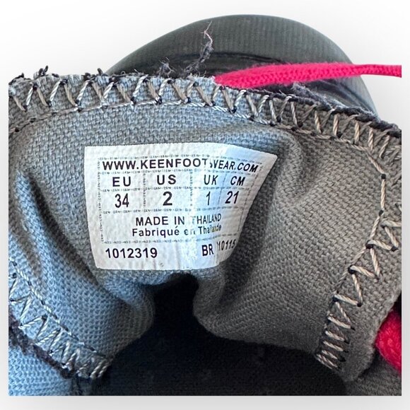 Keen Kids Black & Red Sneakers  Canvas Rubber Sole Lace-Up Youth Size 2 - Picture 3 of 11